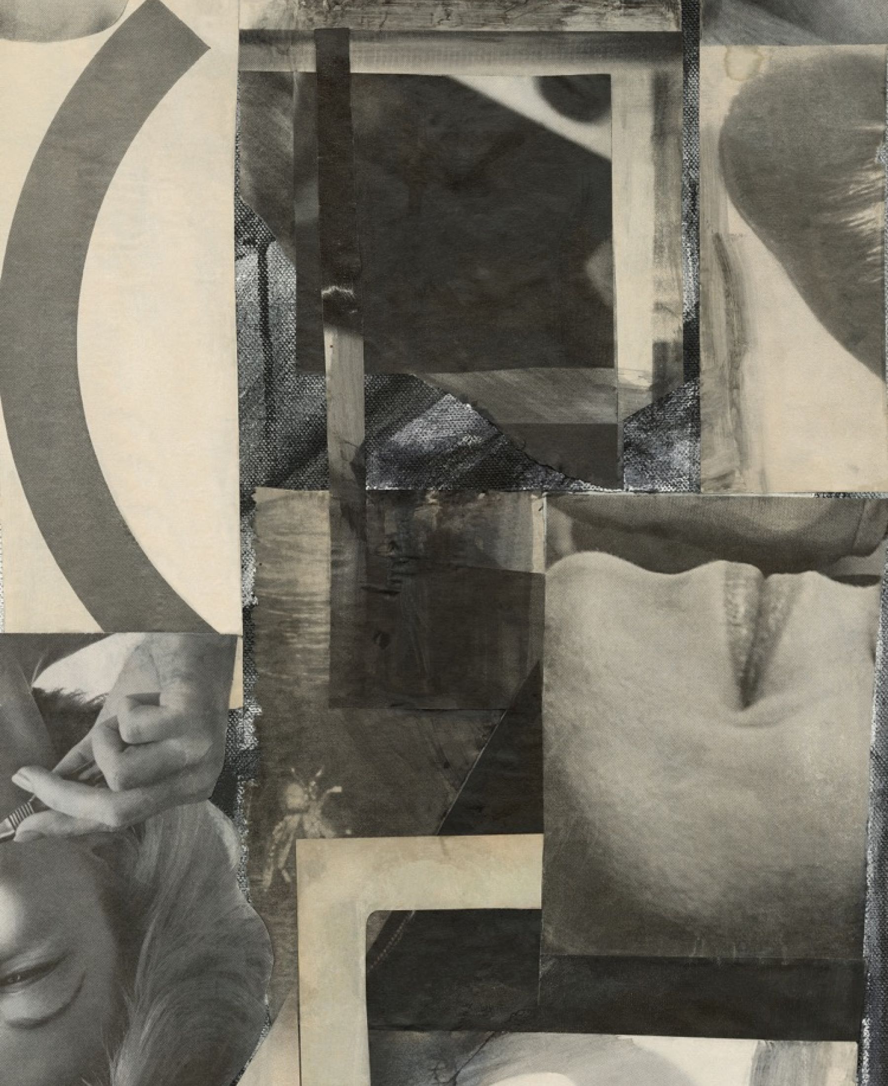 black and white collage of retro magazine clippings